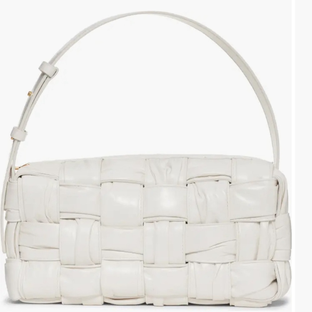 Bottega Veneta Brick Plissé Intrecciato Leather Shoulder Bag